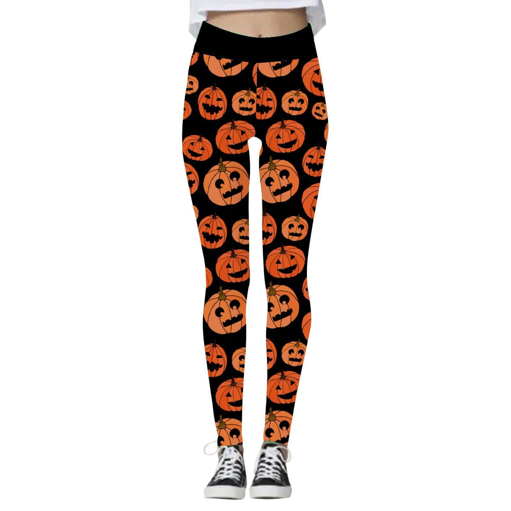Halloween Women's Yoga Pants Pumpkin Skull