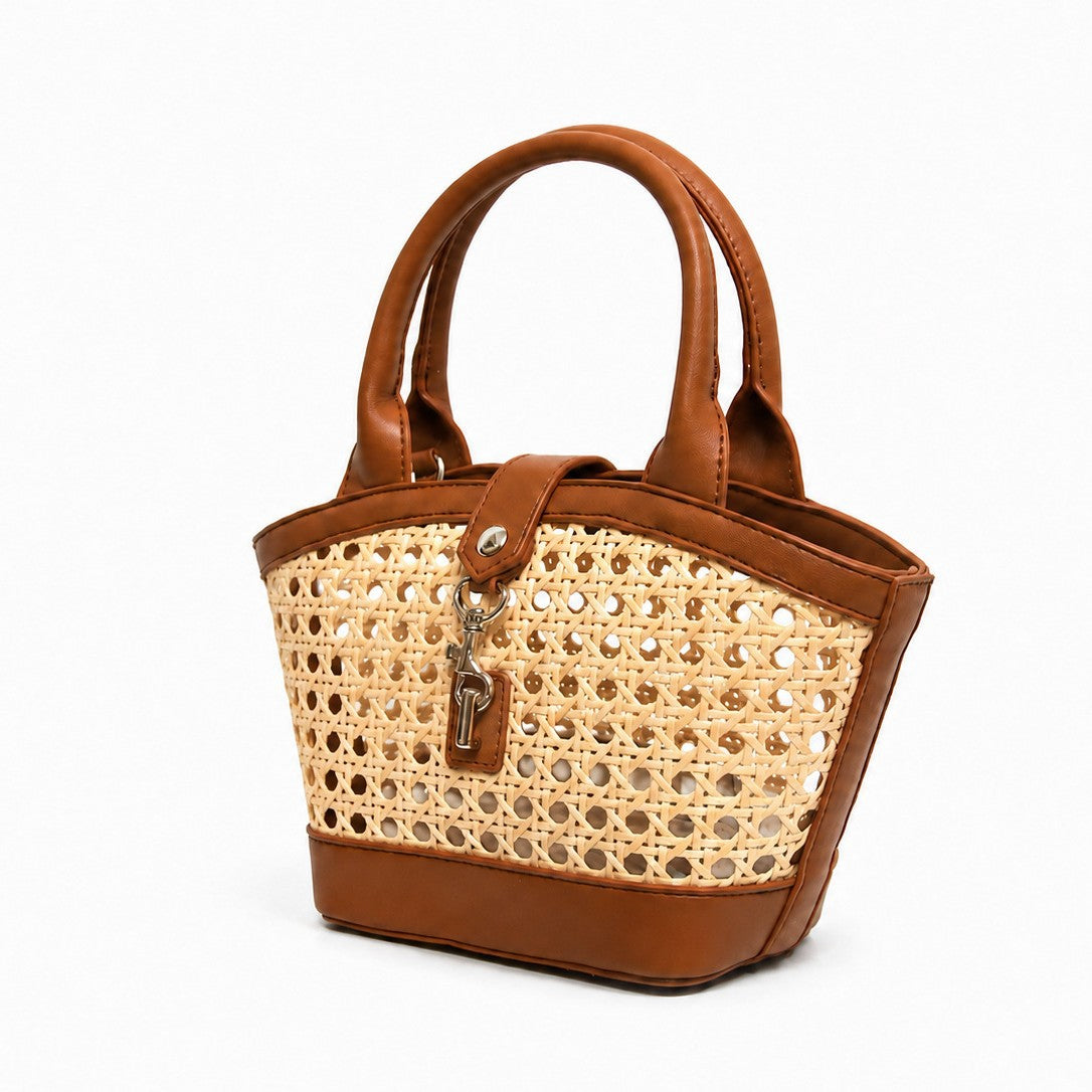 Handwoven Rattan Hollowed-Out Holiday Handbag