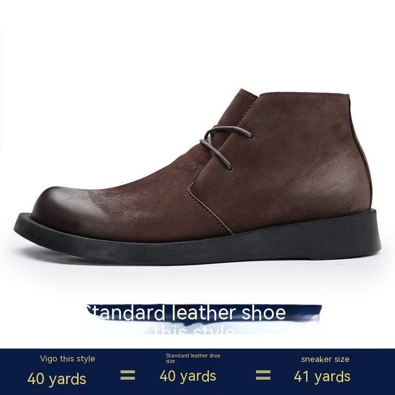 Short Lace-up Leather Mid-top Martin Boots