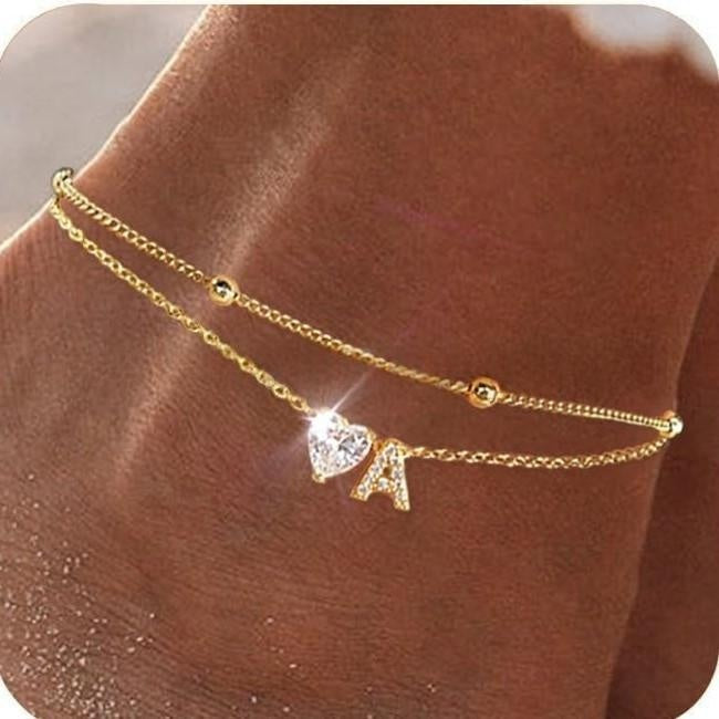Womens Adjustable Delicate Versatile Double-layer Anklet Set