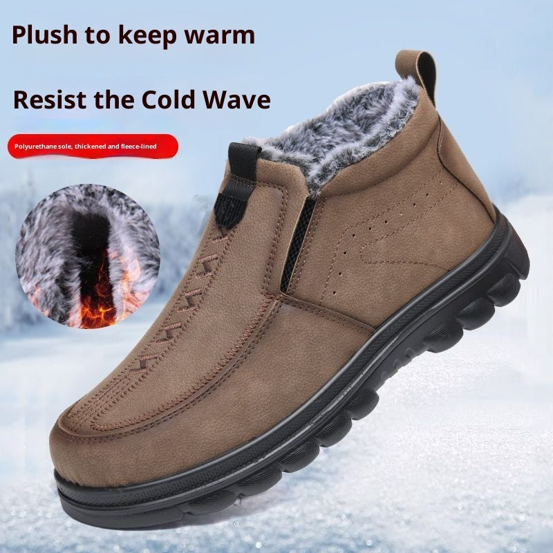 Plus-size Cotton Shoes Thick-soled Slip-on Warm Shoes For Men