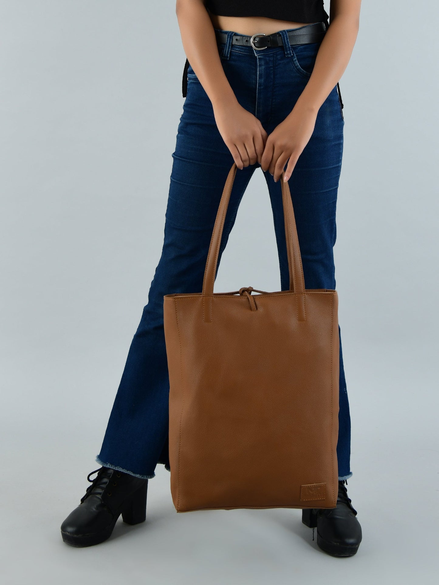Sac cabas en cuir Café Chic pour femmes