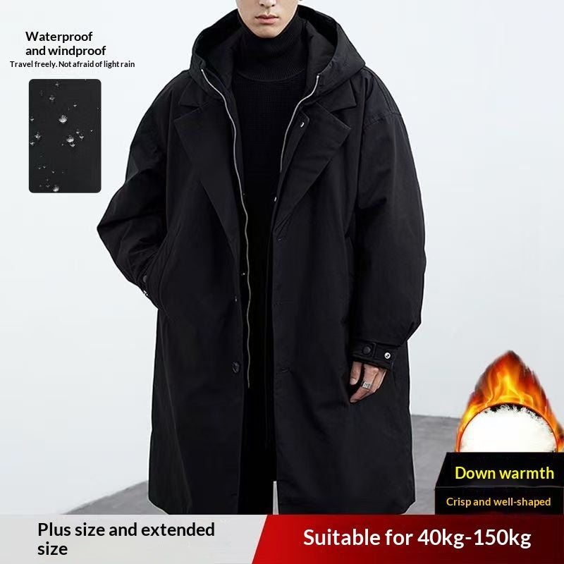 Fake Two-piece Hooded Oversized Thermal Trench Coat