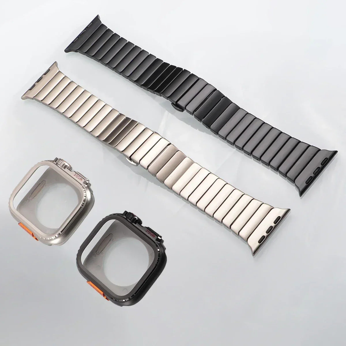 One-piece Butterfly-clasp Stainless Steel Metal Watch Strap