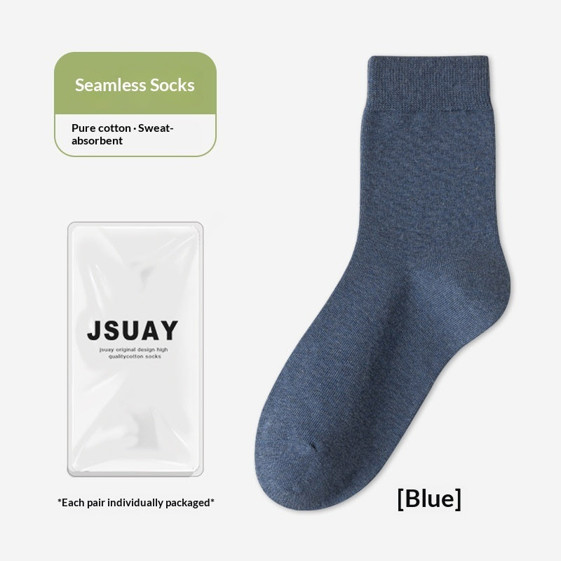 Men's Cotton Sweat-Absorbent Deodorizing And Antibacterial Mid-Calf Socks