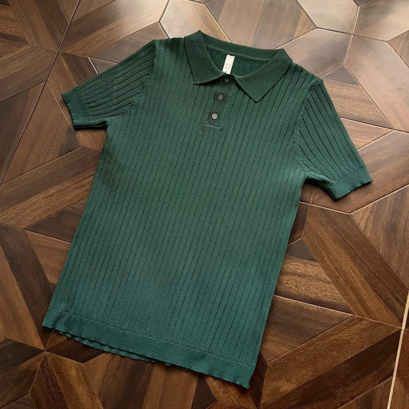 Men's Ice Silk Knitted Polo Shirt T-Shirt