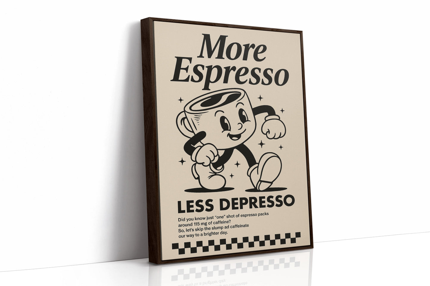 More Espresso, Less Depresso – Vintage Kaffee Poster Kunstdruck