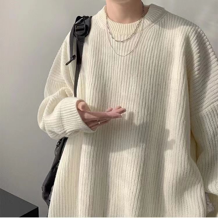 Solid-color Crew-neck Sweater For Men And Women