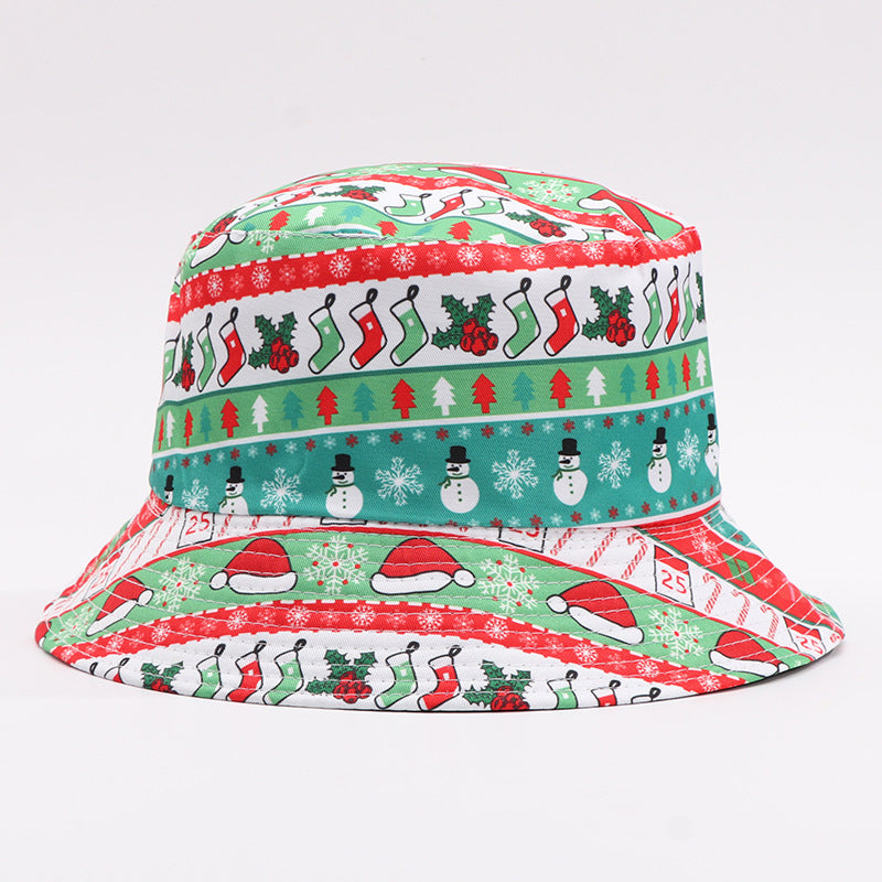 European And American Digital-print Bell-shaped Reindeer Bucket Hat