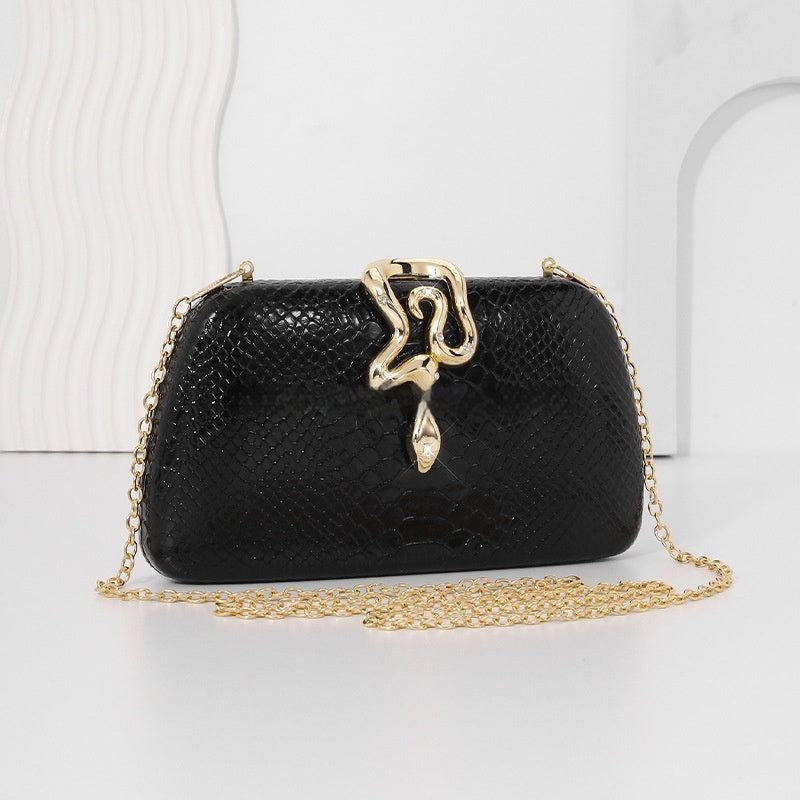 Womens Stylish Snake-Print Evening Tote With A Sophisticated European-American Flair