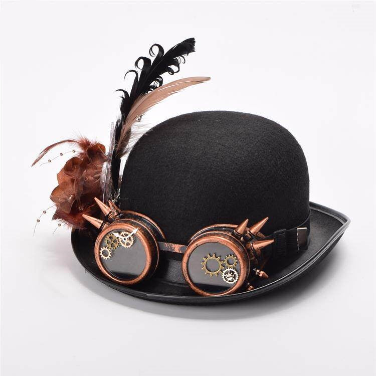 Lolita Dark-style Vintage Glasses And Feathered Hat Photo Prop