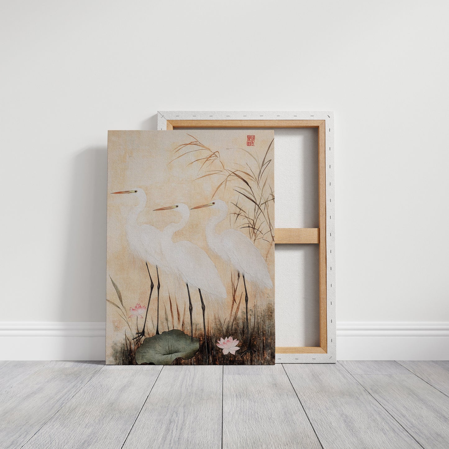 Japanese Egret Wall Art – Elegant Traditional Asian Nature Print