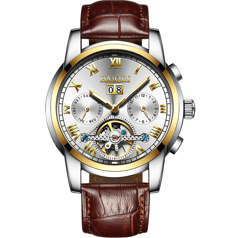 Men's Fashion Luminous Waterproof Skeleton Tourbillon Watch