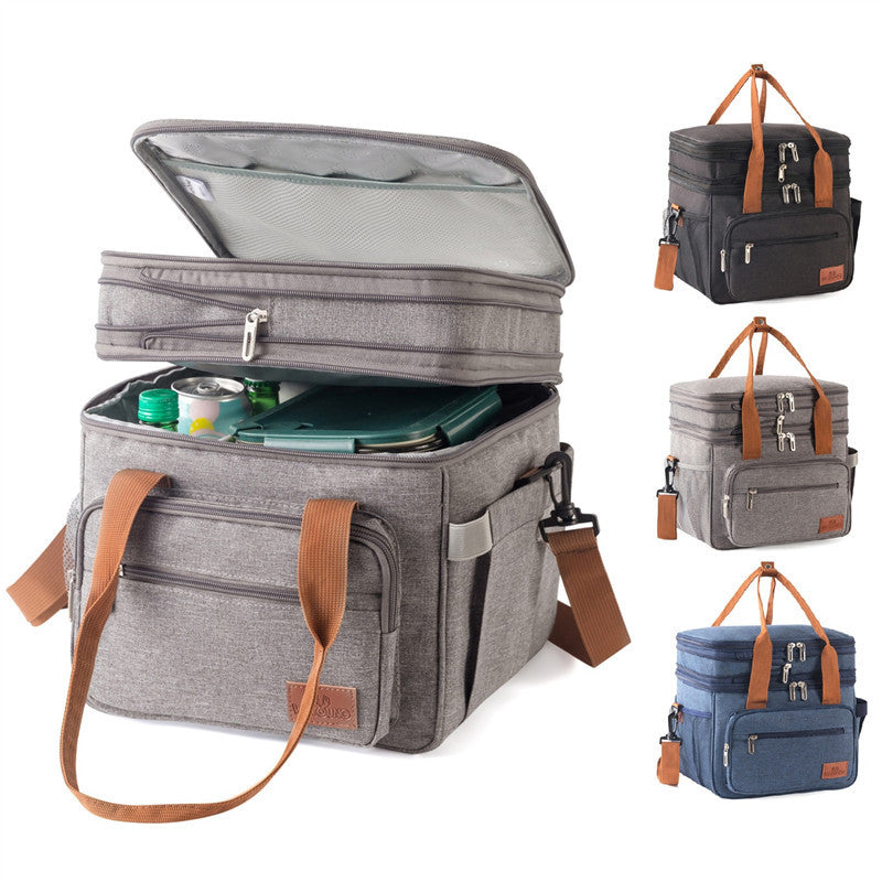 Double-layer High-capacity Lunch Bag With Thermal Insulation For Picnics