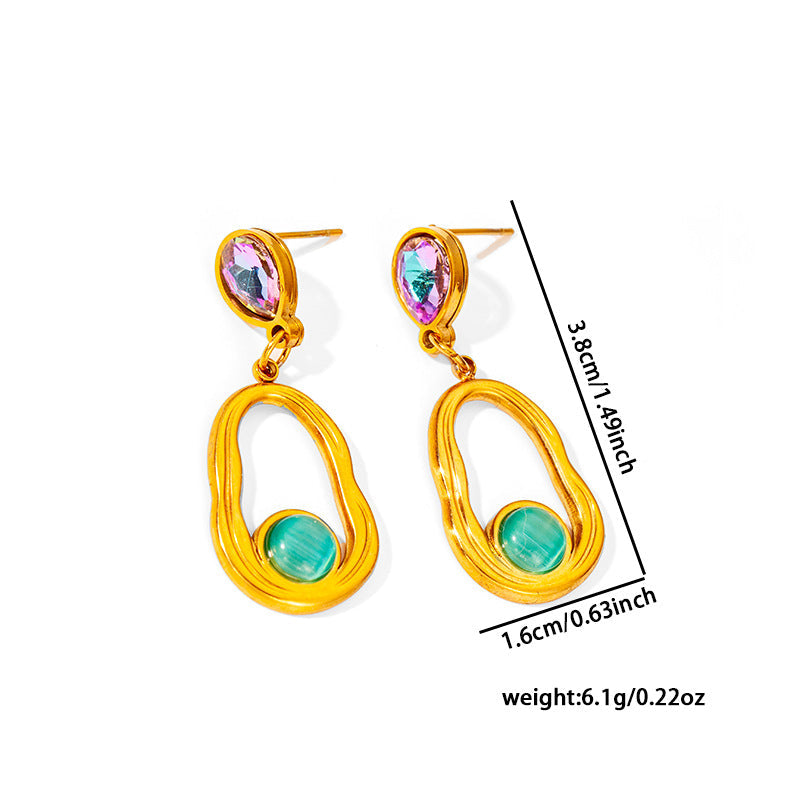 CL European And American Geometric Square Tassel Hollow Butterfly Stainless Steel Earrings