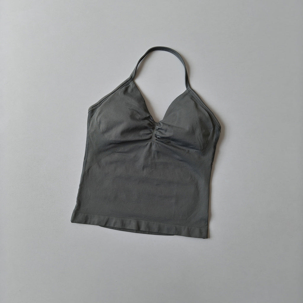 Seamless Halter-Neck Sports Fitness Slim-Fit Yoga Tank Top For Women