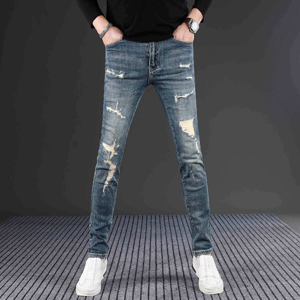 Men's Slim Fit Skinny Ripped Jeans