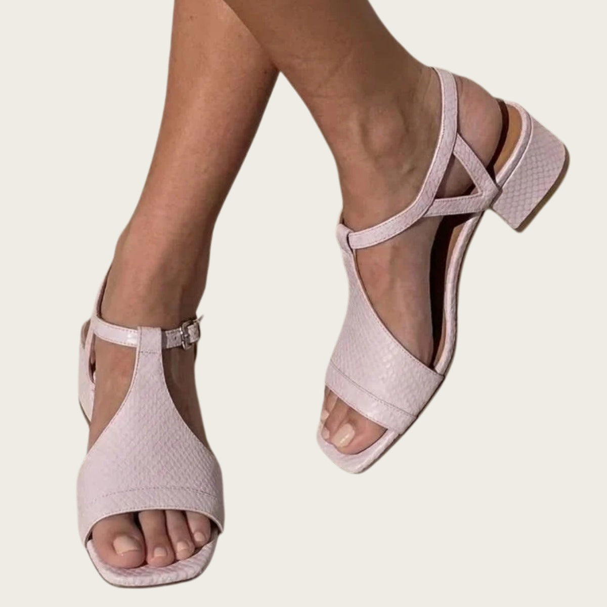 Womens Sandals With A Square Toe And Strap Buckle