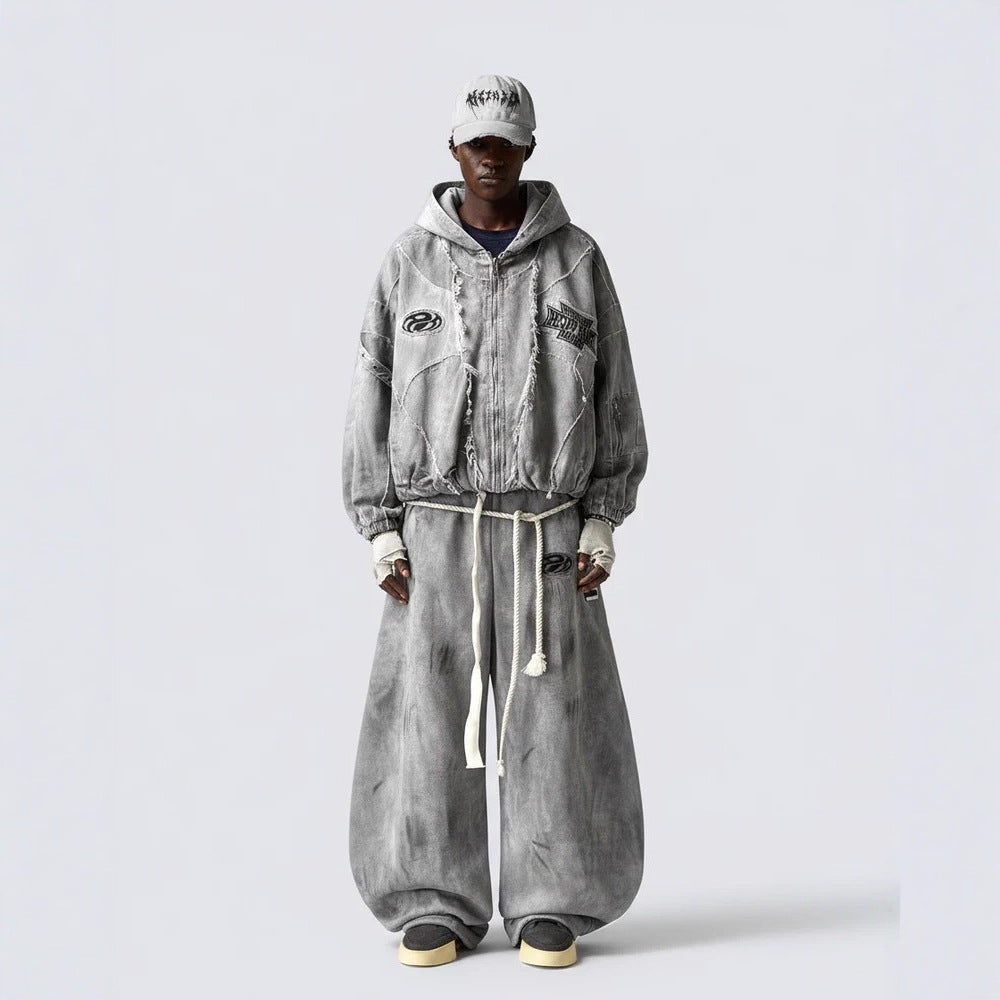 Mottled, Distressed Casual All-match Sweatpants