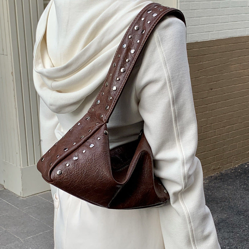 Niche Vintage Biker-style Studded Underarm Bag