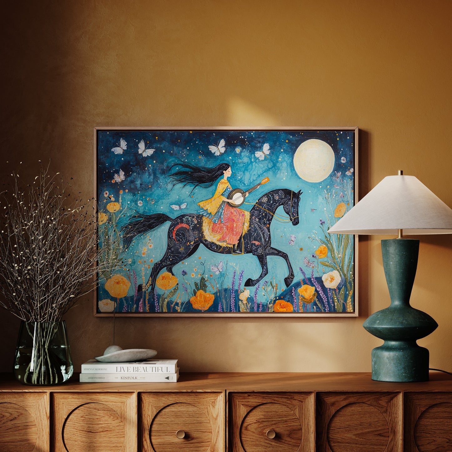 Mélodie au clair de lune à cheval dans la nuit