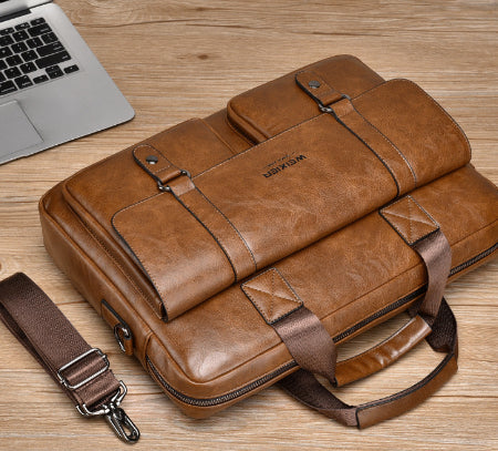 Mens Business Large-Capacity ShoulderCrossbody Simple Briefcase