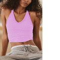 Jacquard Yoga Tank Top, Racerback Sports Bra With Padded Cups, Side Breast Support, V-Neck Sports Brassiere
