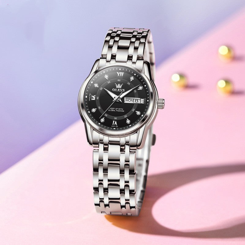 Roman Scale Fashion Calendar Quartz Watch Waterproof Ladies