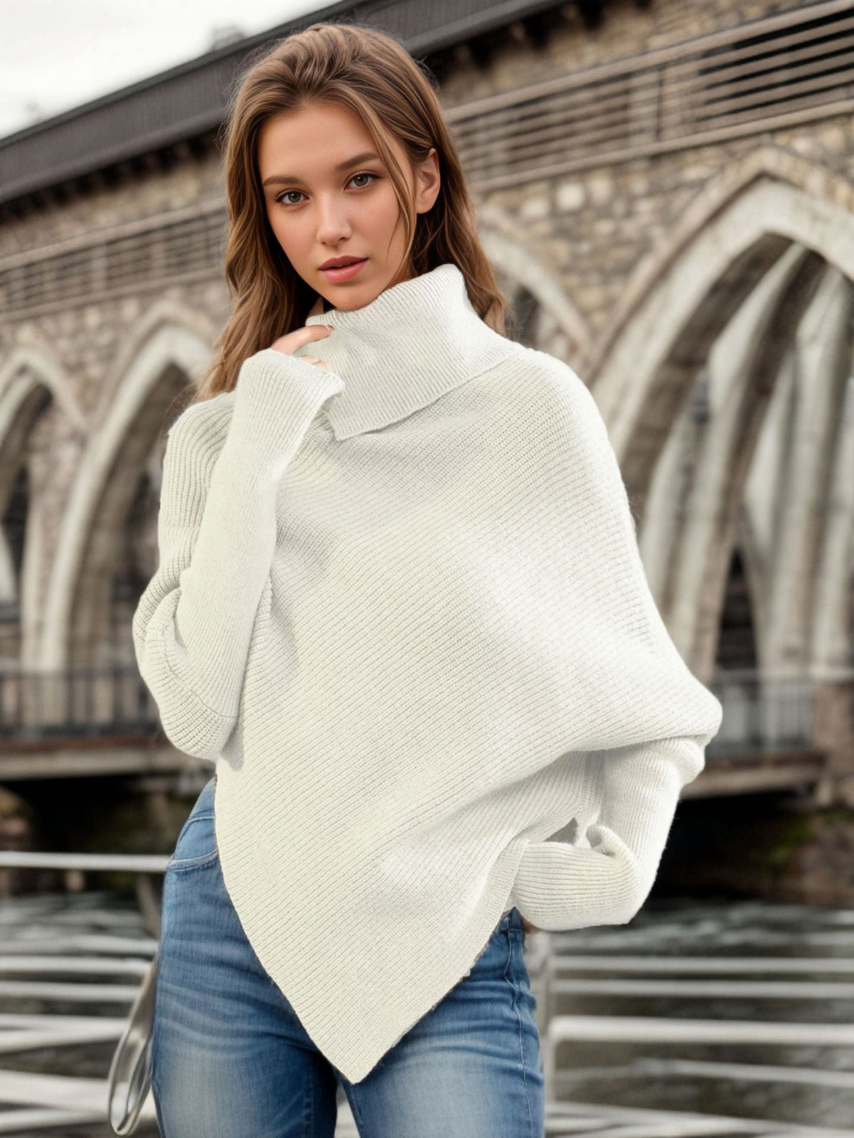 Irregular Outerwear Turtleneck Sweater Women's