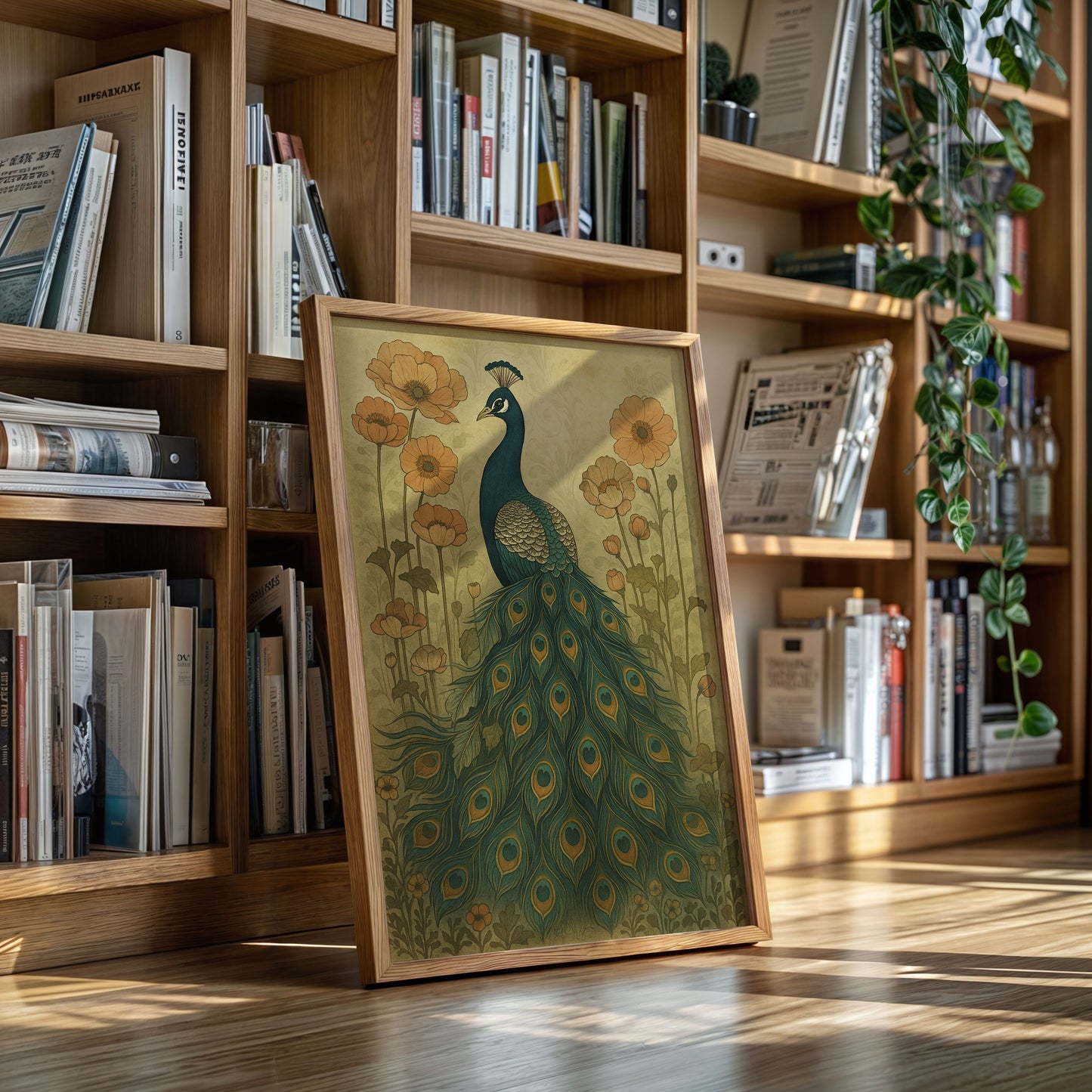 Quiétude du jardin sous le regard d'un paon