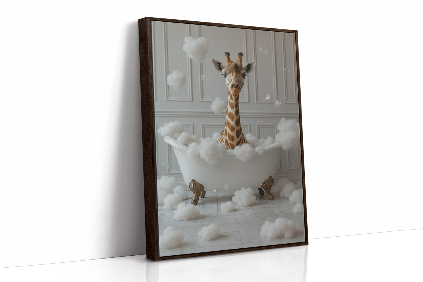 Giraffe in a Bathtub of Bubbles