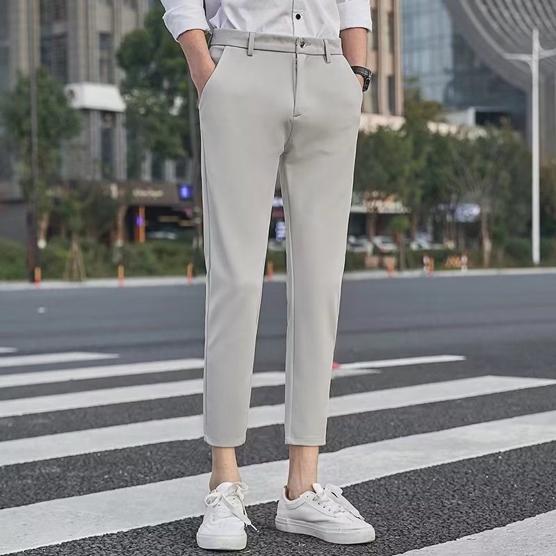 Men's Fashionable Slim-Fit Casual Drapey Cropped Trousers