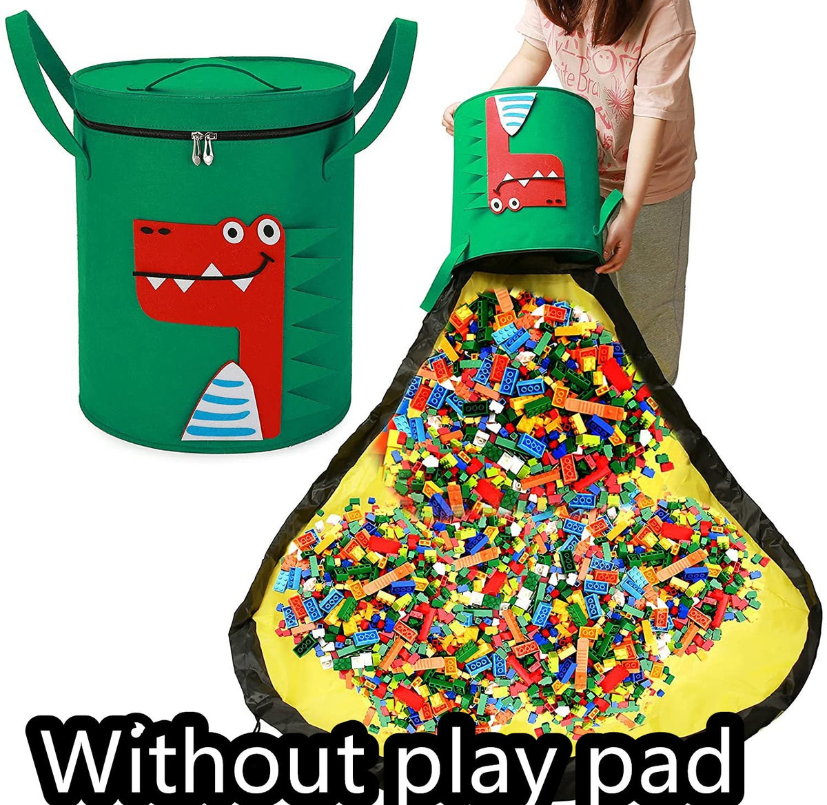 Felt Storage Bag Toy Play Mat 2 In 1 Pull Rope