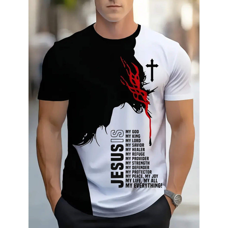 Men's Short-sleeved T-shirt Business Casual Series Digital 3D Printing