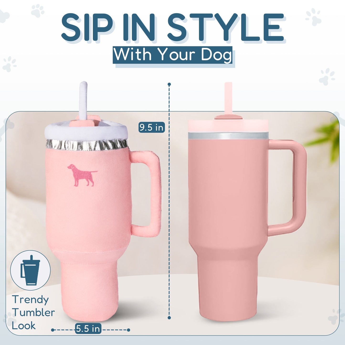 PUPROAR Pup Cup Dog Toy | Cute Squeaky Plush Tumbler Dog Toy