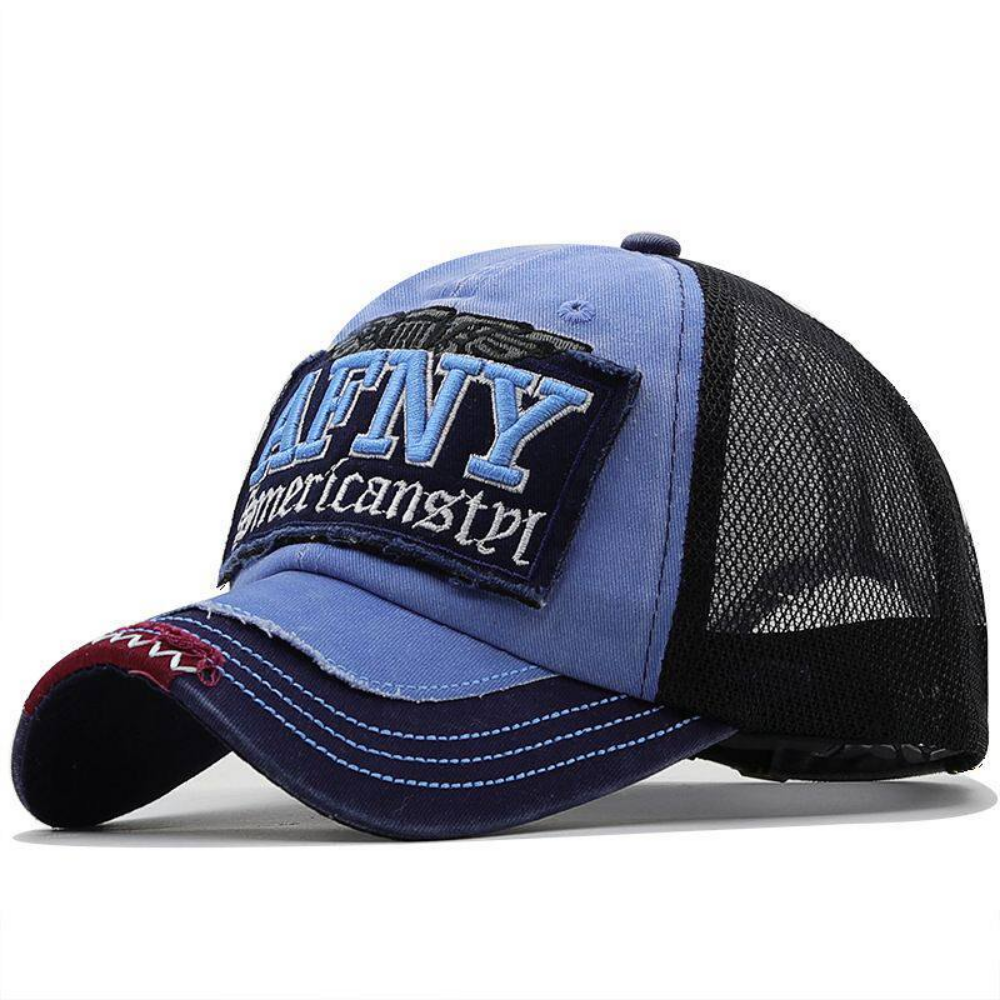 American Retro Distressed Washed Patchwork Lettered Frayed Baseball Cap For Summer, Breathable Outdoor Curved Brim Netted Visor, Trendy And Versatile Casual Hat