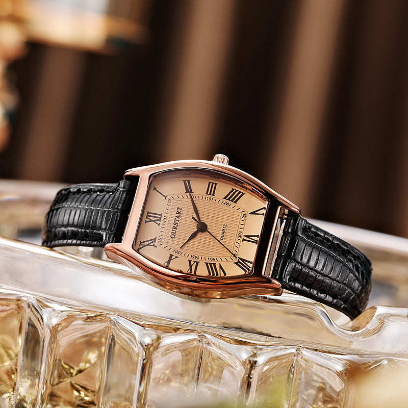Cross border Live Stream Barrel Shaped Belt Quartz Watch Womens Watch