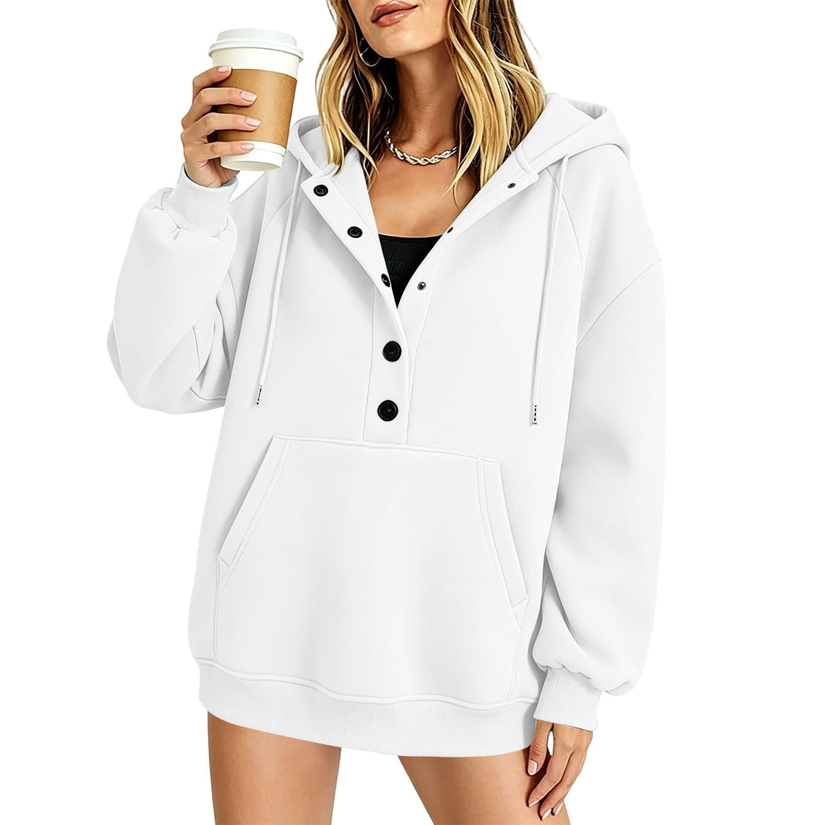 Women's Loose-Fit Pullover Hoodie with Pockets