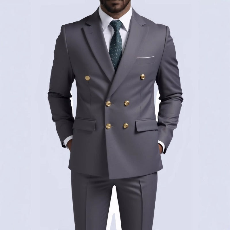 Mens Double-Breasted Fashionable Casual Blazer