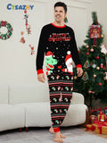 Cartoon Dinosaur Printed Black Pajamas Parent-child Suit
