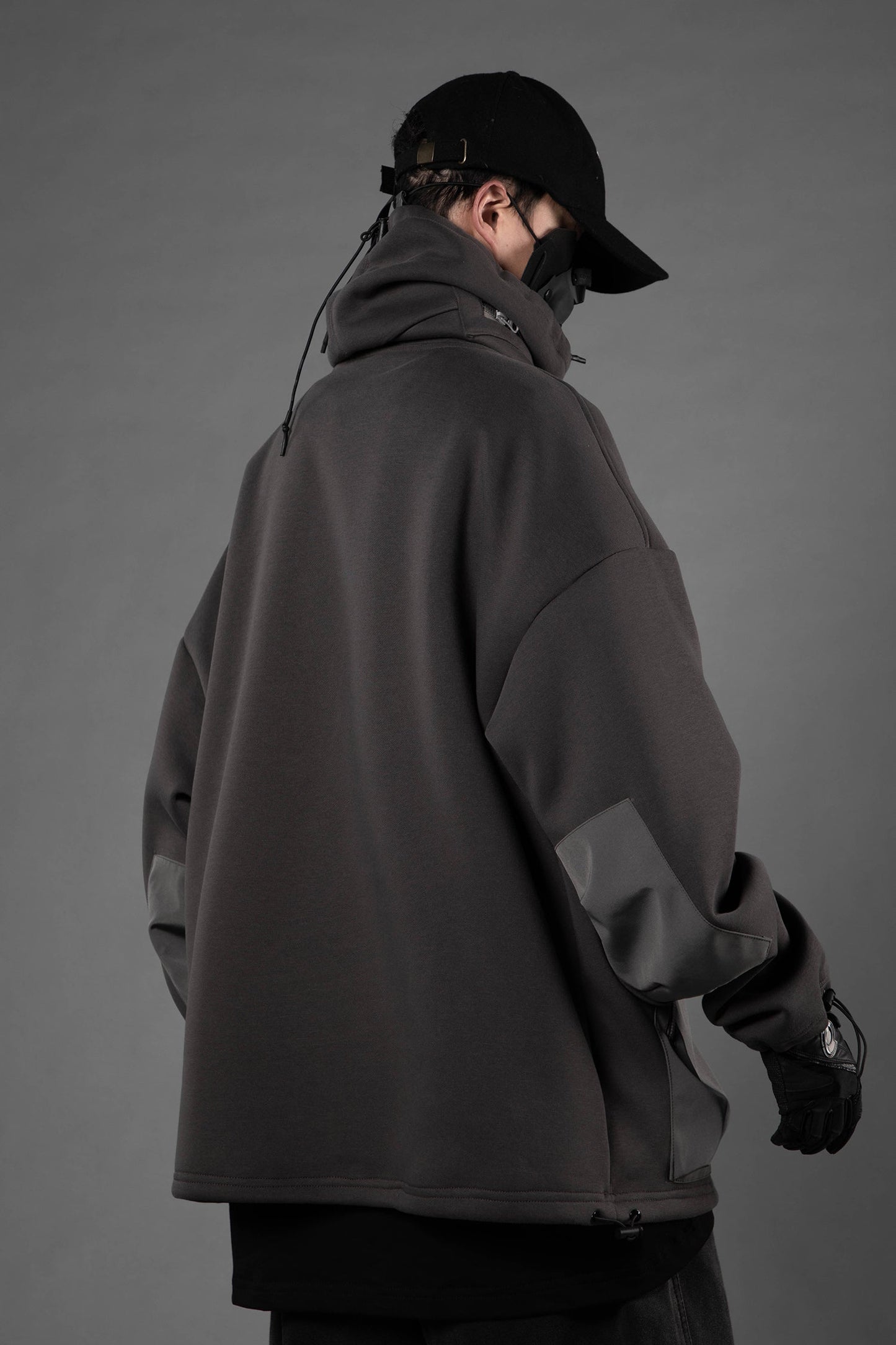 Sweat à capuche utilitaire gris HiH33