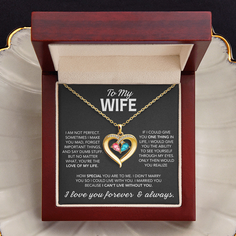 Two-tone Teardrop Heart Pendant Necklace