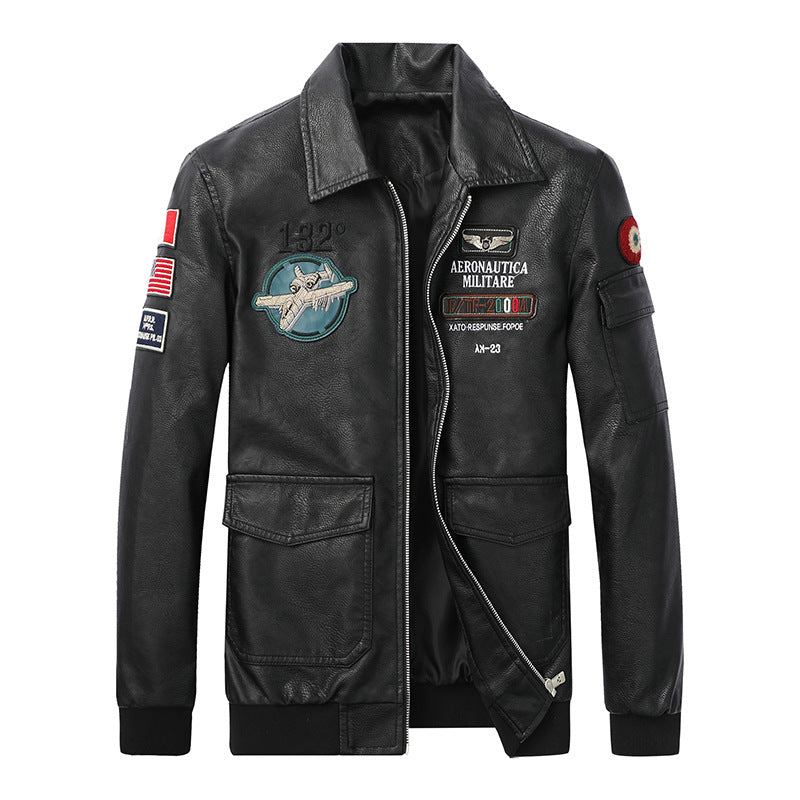 New Black Patch Youth Slim Korean Fashion Men's Trench Coat