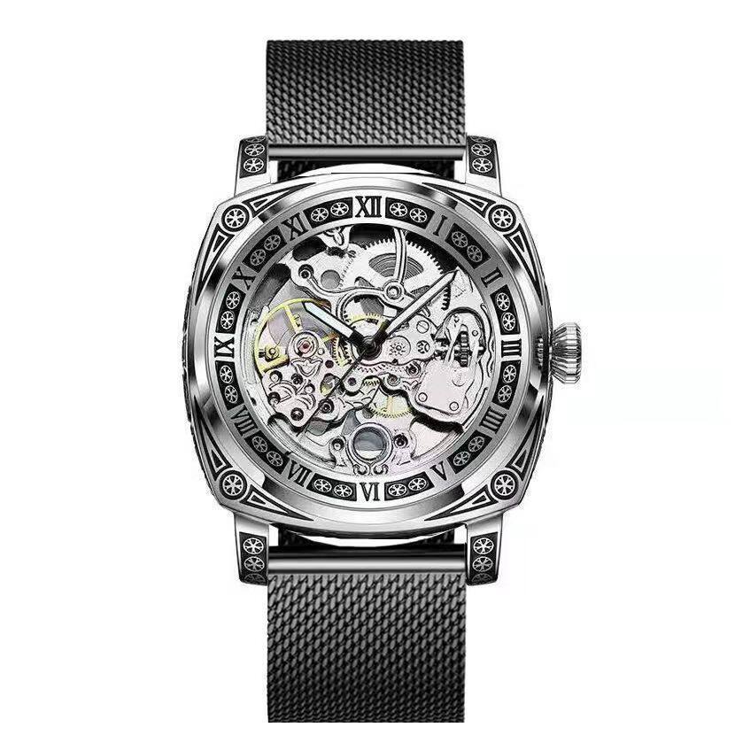 Carved Vintage Fashion Hollow Mechanical Automatic Mens Watch
