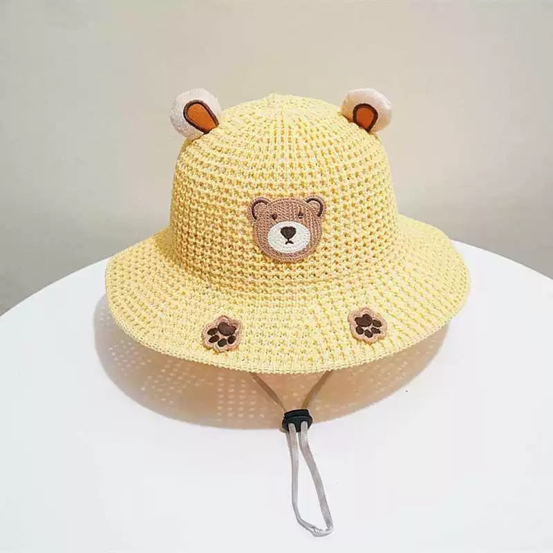 Bear Sun-proof Straw Hat Baby Travel Breathable Sun Hat