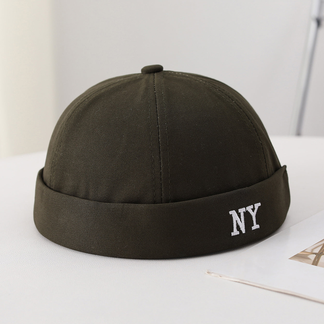 Men's Single-color Embroidered NY Letter Adjustable Trendy And Bohemian Style Landlord Hat, Suitable For Daily Casual Street Dance Outfits.