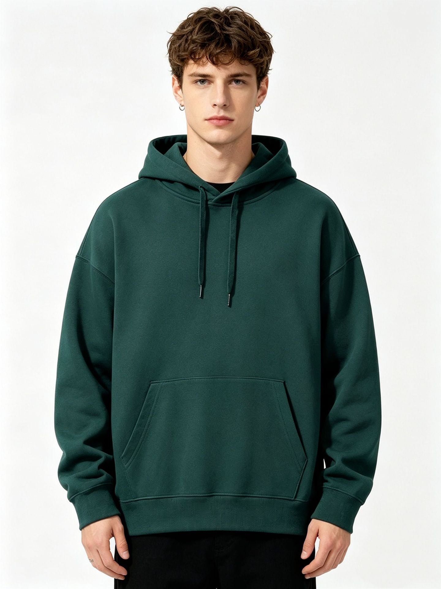 Dark Green Hooded Sweater For Men And Women