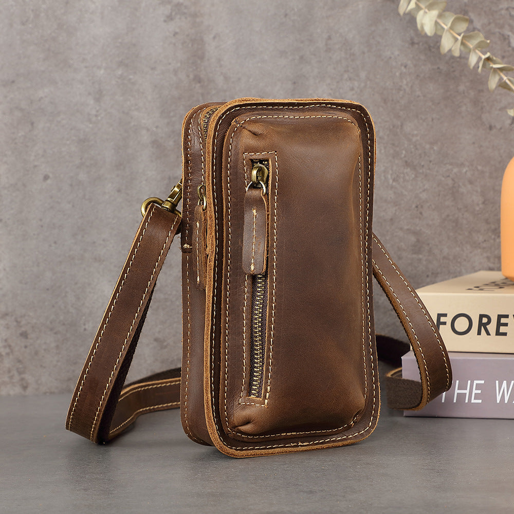 Genuine Leather Mens Cowhide Durable Work Belt-Powered Bag