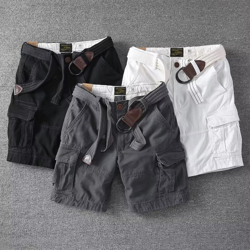 Mens Loose-fit Korean-style Trendy Mid-length Workwear Pants