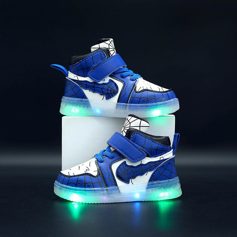 New Style LED-lit Leather Sneakers For Boys